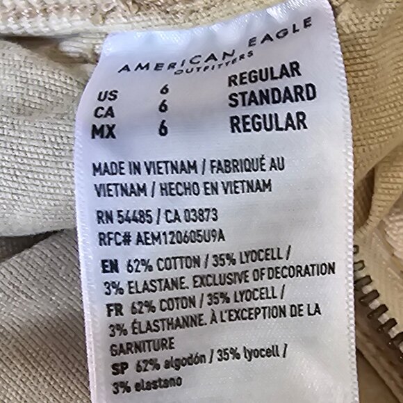 AE Women's Stretch Cargo Khaki Jean Size 6 - Picture 6 of 8